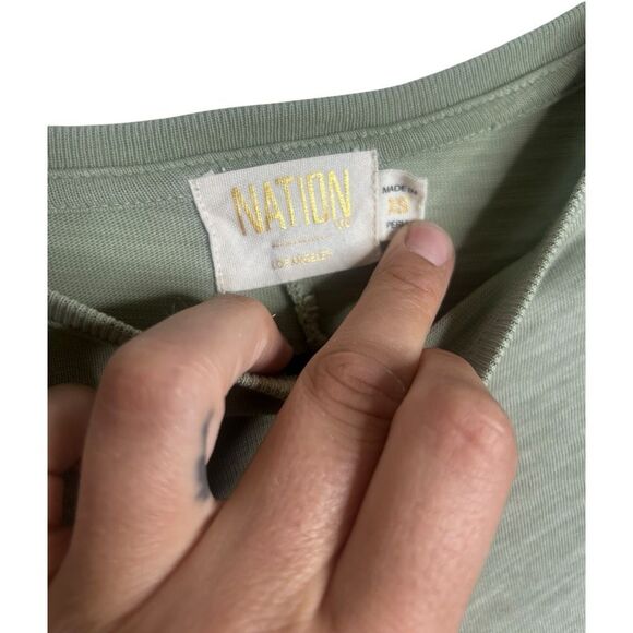 NATION Ltd Dress Size XS Womens Sage Green Knot Tie Maxi Short Sleeve Stretch - Picture 6 of 11